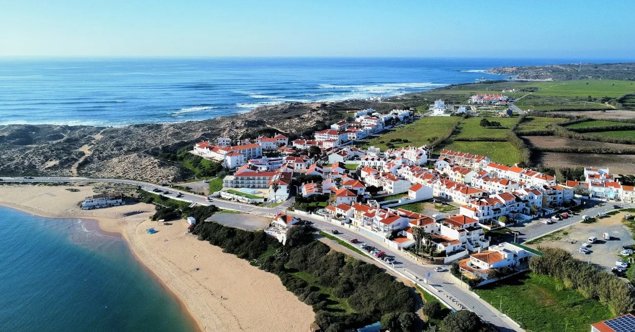 A Birds Eye View Of A Small Town By The Ocean