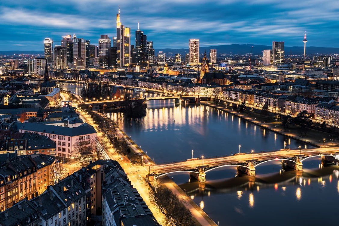 Aerial View Of City Buildings During Night Time