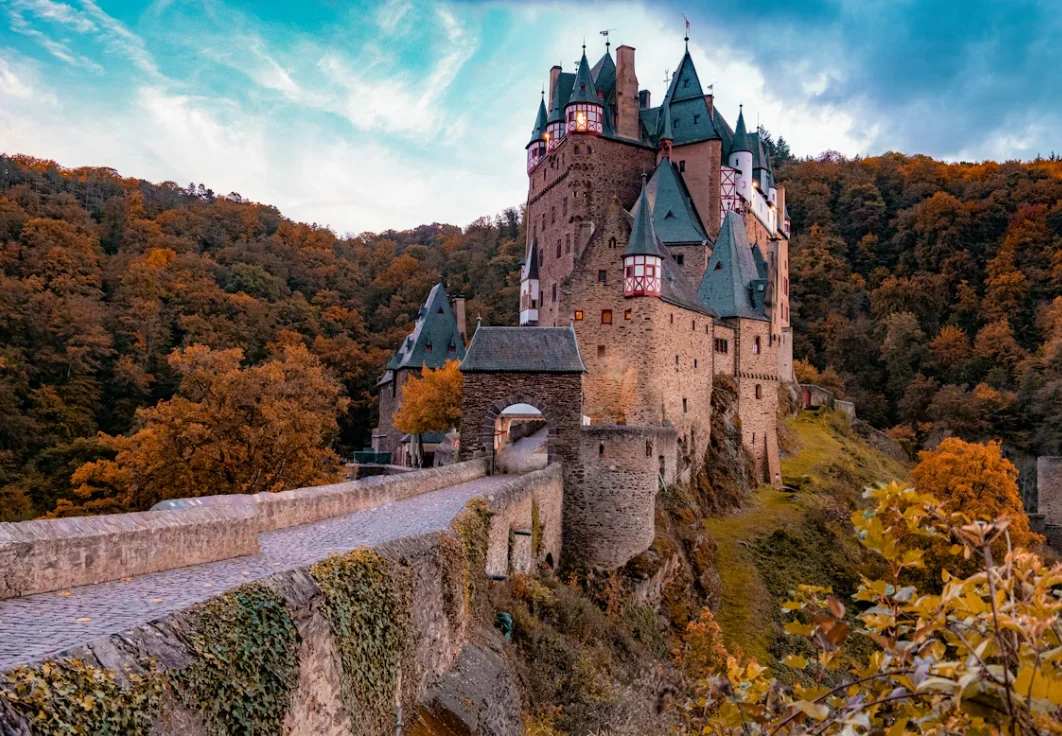Burg Eltz medieval castle hidden in forest valley Germany