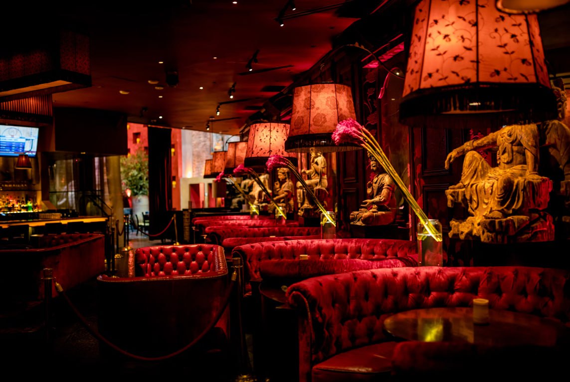 Empty Bar With Lighted Lights