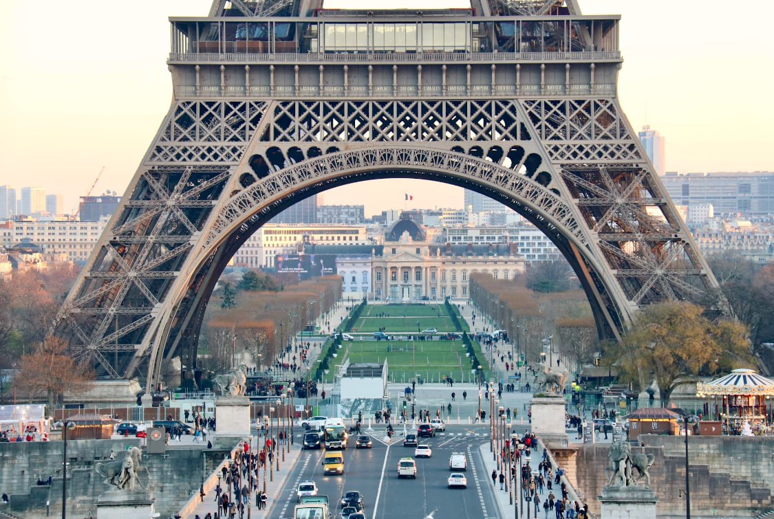 People Walking On The Street Near Eiffel Tower
