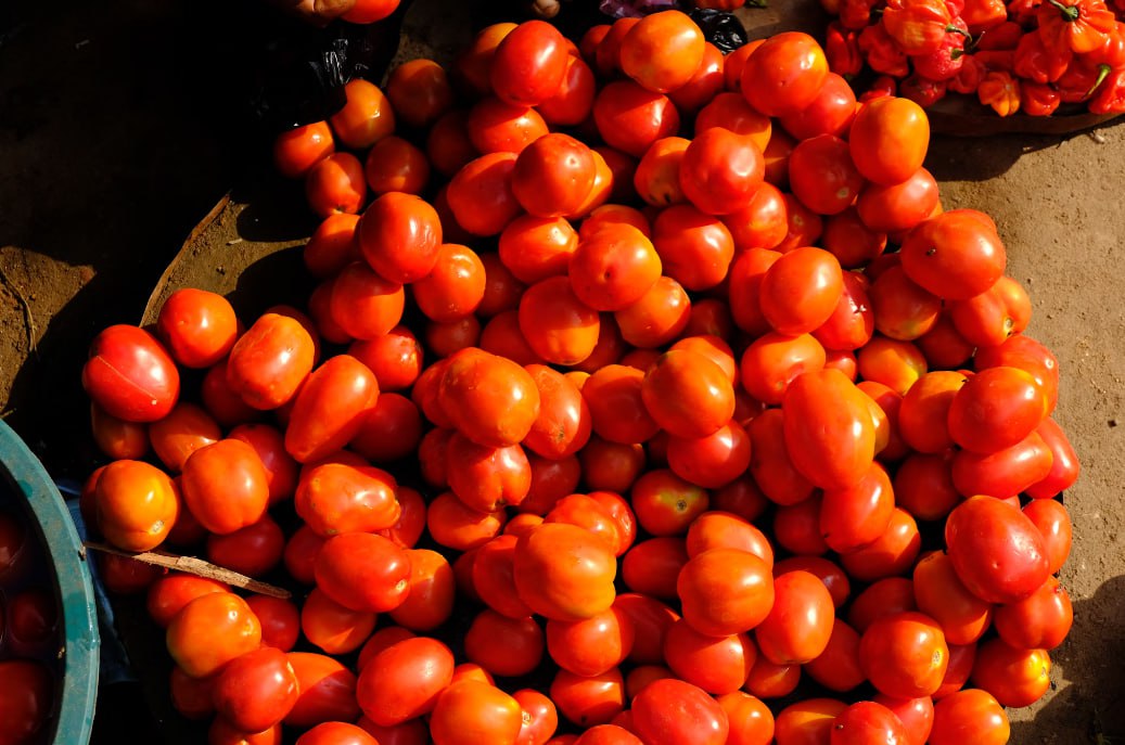 Red Round Fruits On Black Tray